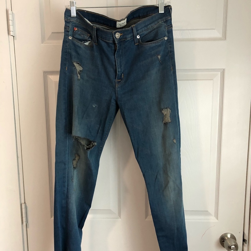 HUDSON JEANS: Stretchy Destructed Denim